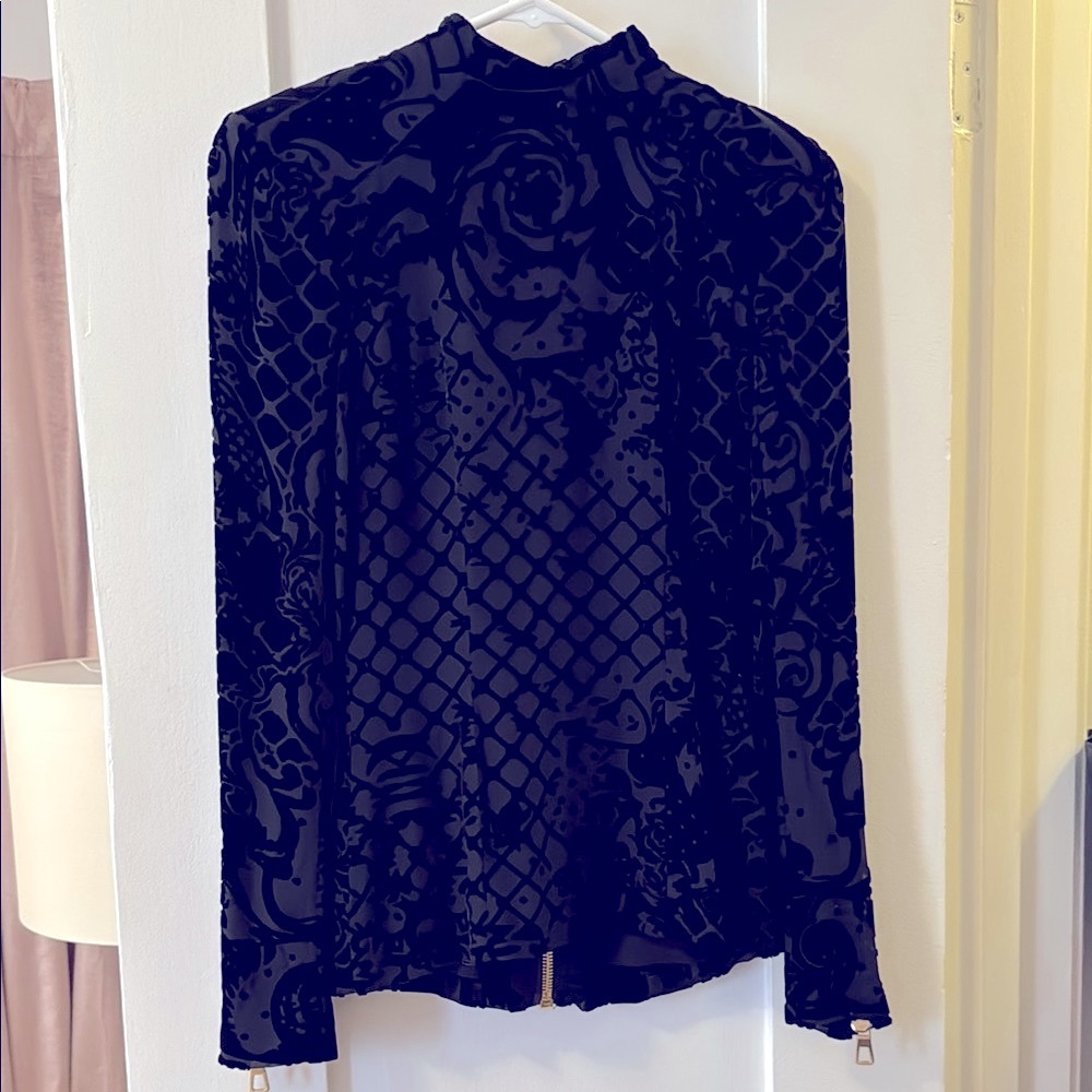 H&M x Balmain Black Fitted Long Sleeve Blouse
